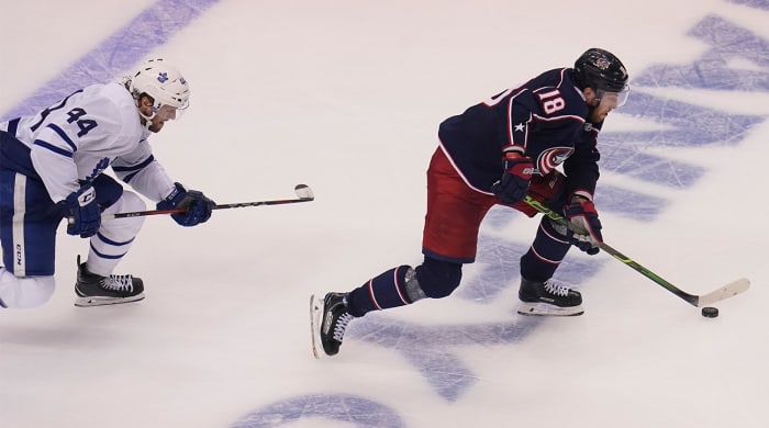 Pierre-Luc Dubois's hat trick, overtime game-winner put Blue Jackets one win away from advancing to the NHL Stanley Cup Playoffs.